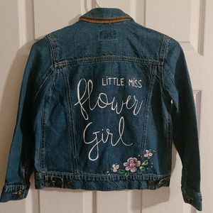 Hand painted flower girl denim jacket 🌸